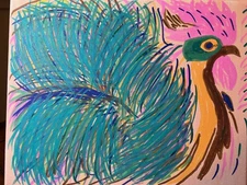Expressionism 8x10 Unique Peacock Acrylic Painting Original One-Of-A-Kind Art