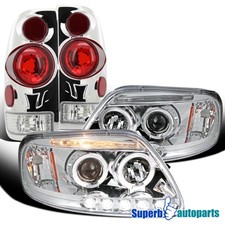 Fits 1997-2003 Ford F150 Led Halo Projector Headlight Led Bar Tail Lamp