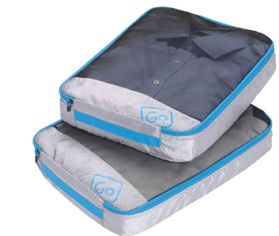 Go Travel 2 Stück Packwürfel für Koffer Kompression Reisegepäck Aufbewahrungstaschen