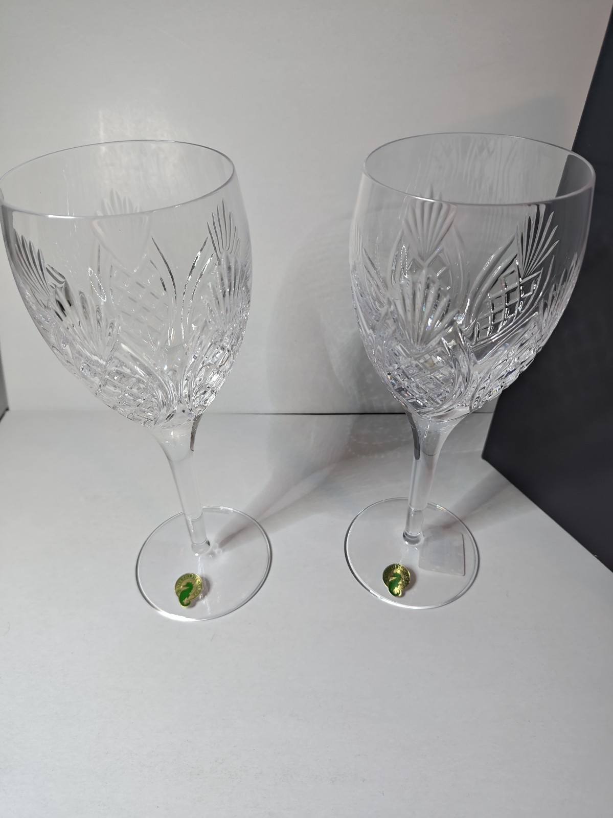 Waterford Crystal Wine Glasses Set of 2 Clear Cut Crystal Open Box Unused