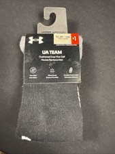 Under Armour UA Team Youth Kid Size 10.5-13K Cushioned Over The Calf Socks Black