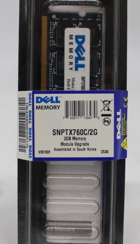 Dell Memory Module Upgrade 2GB VR0193R New Computer 2536 DIMM DDR2 SNPTX760C - Image 2 of 4