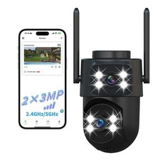 Dual-Lens Smart-Indoor Outdoor-Camera, 2K-3MP HD - 5G WiFi, 360  AI Motion Tr...