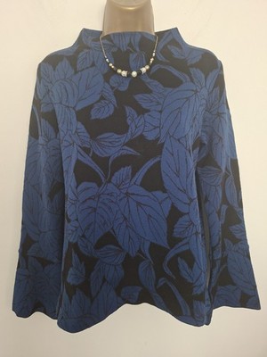 Marella (Max Mara) Blue And Black Floral Blouse Top Size 10?