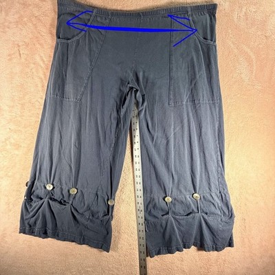 Blue Fish Barclay Womens 2 Dark Blue Organic Cotton Pants VTG Lagenlook Read