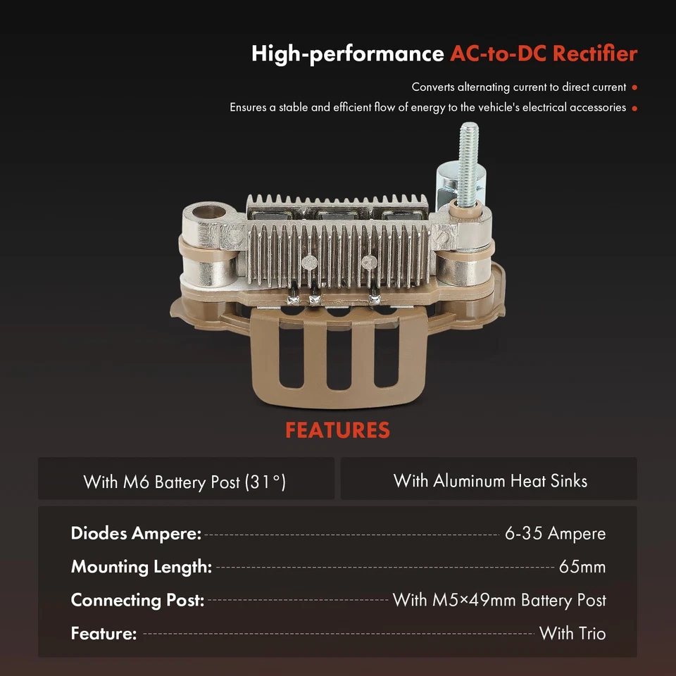 Diodo rectificador alternador con trío para Ford Festiva Dodge Colt Plymouth Mazda Foto 2 de 4
