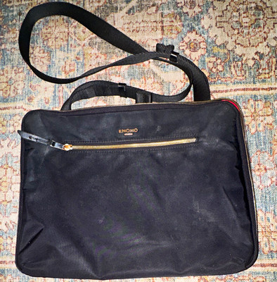 KNOMO London Black Red Zip Messenger Bag RFID Block Inner Outer Pockets Medium 
