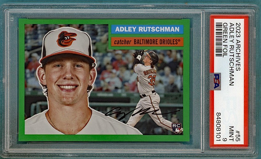 2023 Topps Archives Adley Rutschman Green Foil /99 #55 PSA 9! POP 3! Orioles!
