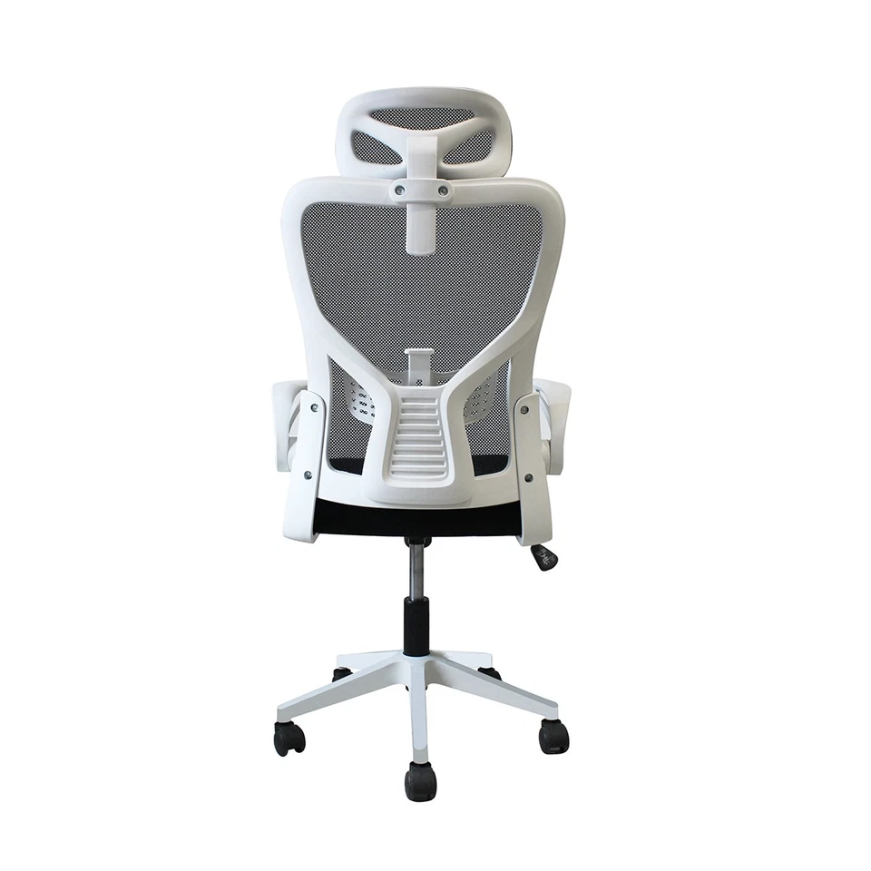 Sedia Bianca Ergonomica da Ufficio con Altezza Regolabile Braccioli Pieghevoli - Immagine 4 di 4