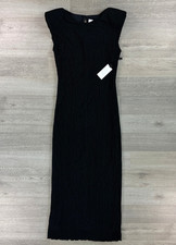 NWT ASTR The Label Black Textured Padded Shoulder Maxi Dress Small ADR101830