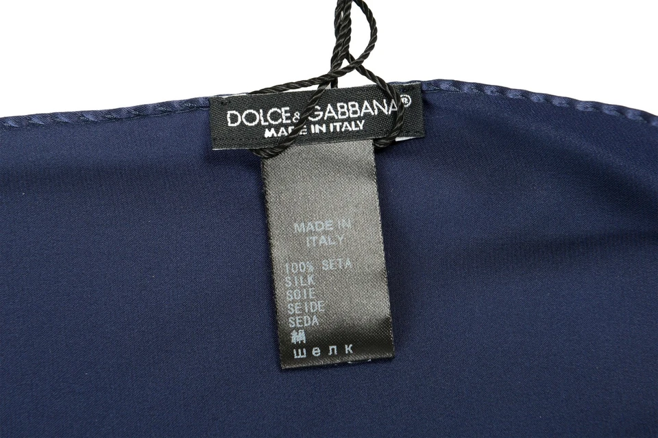 Cuadrado de bolsillo Dolce & Gabbana para hombre tinta azul 100 % seda Foto 3 de 4