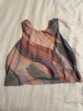 Athleta Conscious Crop Sports Bra Orchid Pink Watercolor Print Size 2X Racerback