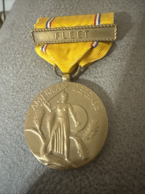US NAVY AND MARINE CORPS American Defense Fleet Pin Bar Medal Vintage 1941