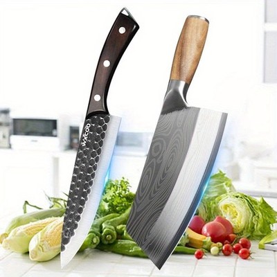 1-2PCS High Carbon Steel Santoku Paring Utility Kitchen Knives for Cooking