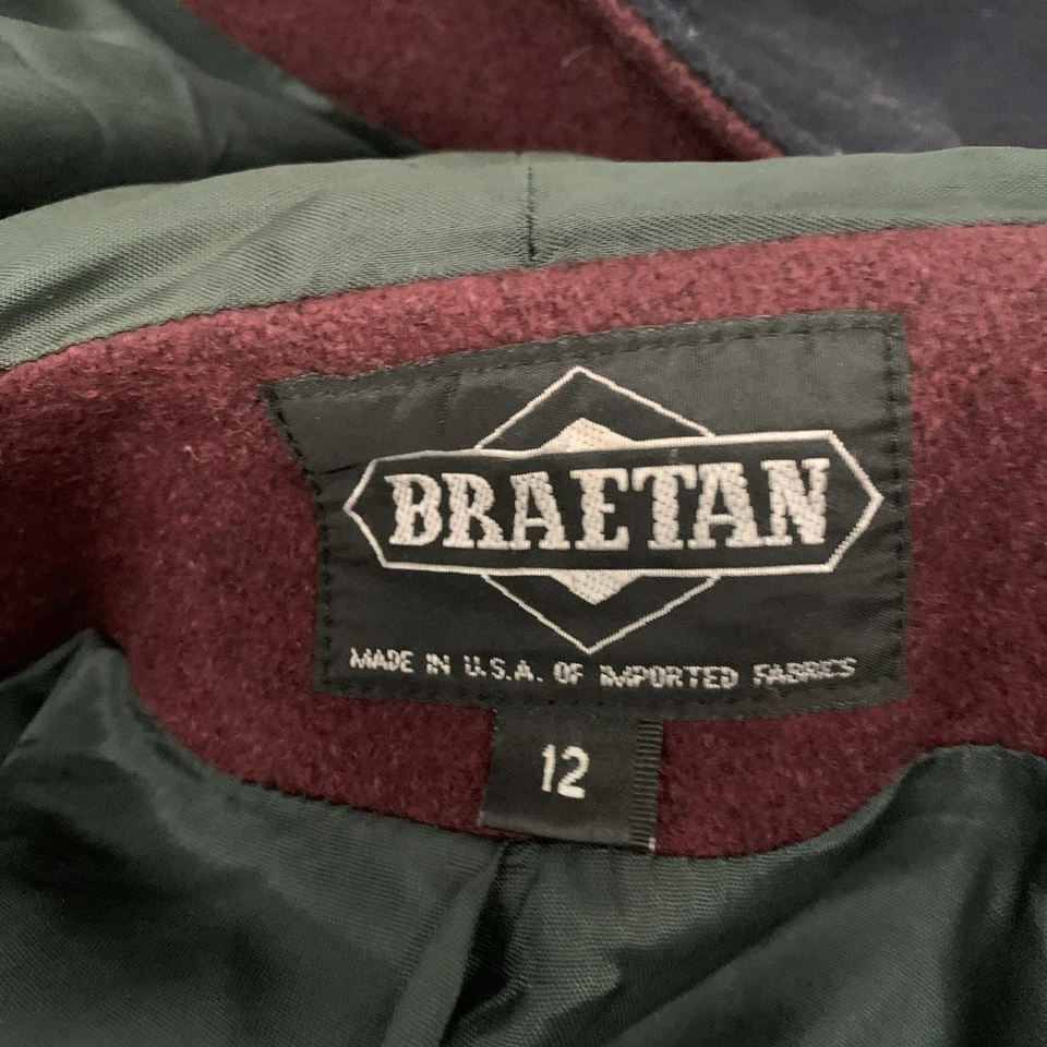 Casaco Braetan Feminino Grande Com Capuz Lã Etiqueta União Vintage Anos 70 Colorblock Forrado - Imagem 4 de 4