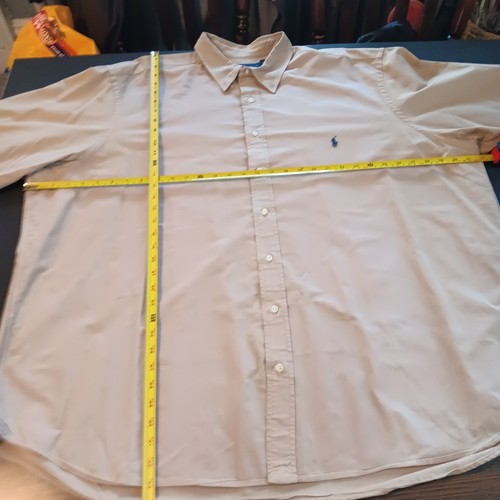 Polo Ralph Lauren 3XB 3XL Big Men Button Down Dress Shirt Khaki Blue Pony - Bild 9 von 13