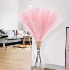 8 PCS Faux Pampas Grass Decor 38"/3.1FT Tall Fake Pompas Floral Large Pink