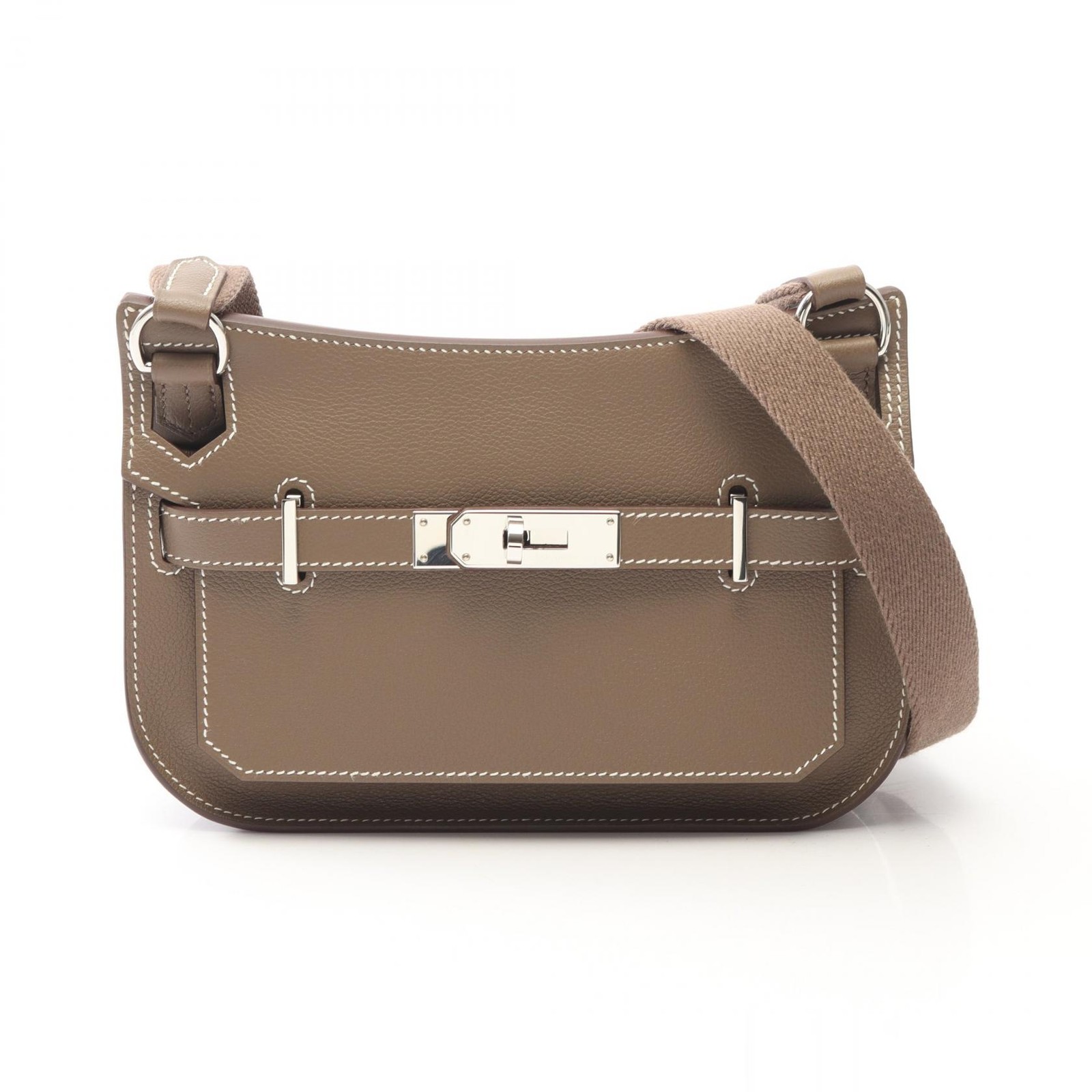 HERMES Jypsiere mini Shoulder Bag Evercolor leather Gray Etoupe Grey Used SHW W