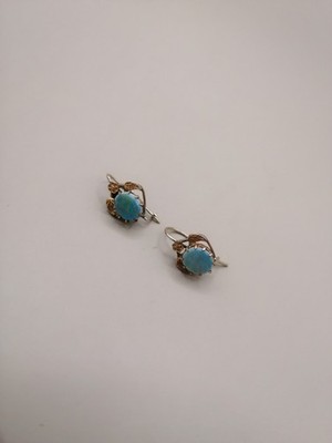 Antike Gold 1 Paar Ohrringe 14kt 585 Opal Blau