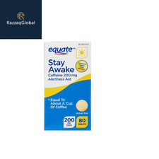 Equate Stay Awake Caffeine 200 mg Tablets, Energy & Mental Focus, 80 Ct
