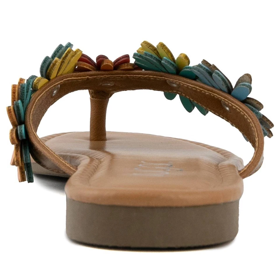 Sandalias planas Sugar Finnesse para mujer arco iris florales talla 7M Foto 2 de 2