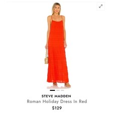 BB Dakota Roman Holiday Smocked Tiered Maxi Dress Orange Red Medium EUC