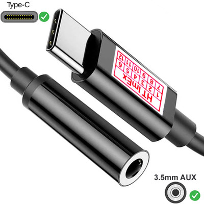 Schwarz Aux 3,5mm to USB C Klinke Kopfhörer Adapter cable Handy Audio typ c