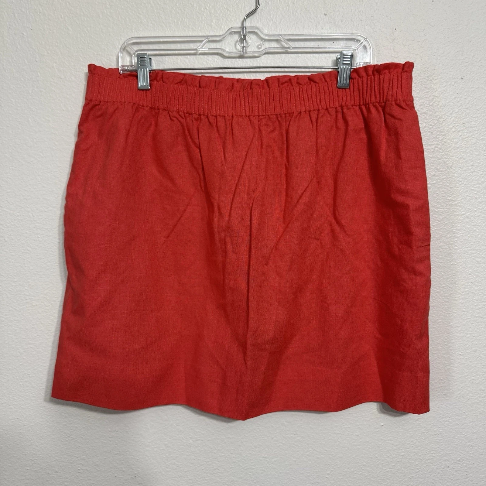 NWT J Crew Bright Bright Pink Linen Cotton Short Skirt Womens Size 16