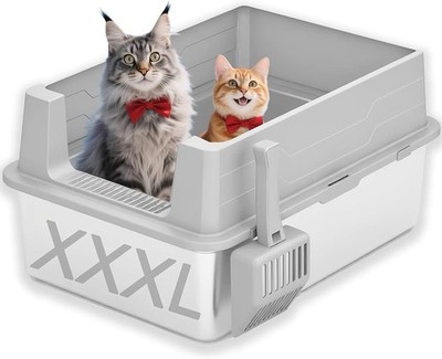 Extra Large Stainless Steel Litter Box with Lid, 