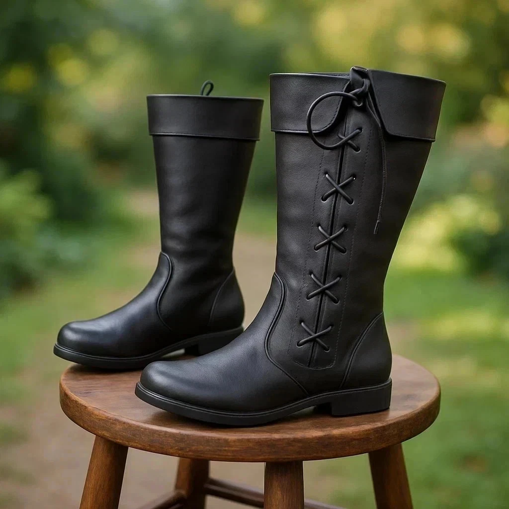 mens leather pirate boots products for sale | eBay