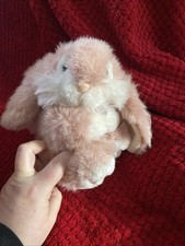 Keel Toys Simply Soft Collection Dusky Pink Rabbit Holding Ribbons 8cm Tall NWT