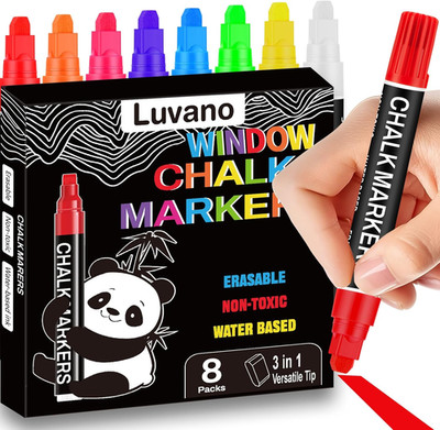 Window Chalk Markers for Glass Washable, 7Mm 3-In-1 Jumbo Liquid Chalk Marker Th