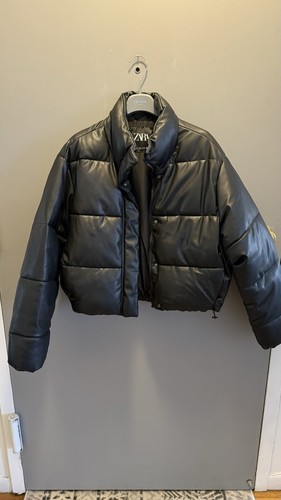 Zara faux leather puffer jacket Small