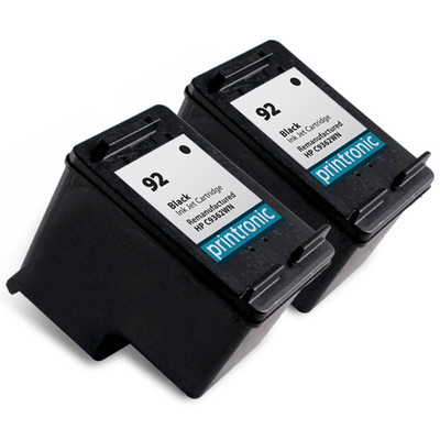 2PK Recycled HP 92 Ink Cartridge C9362WN - PhotoSmart Deskjet PSC Inkjet Printer