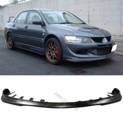 Sasaonsale PU Bumper Side Skirts Lip For Mitsubishi Lancer EVO 7 8 9 (2001-2007) - JDM Style, Black Unfinished, 2-Piece