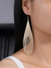 NEW Gold Hollow Out Large Teardrop Water Drop Dangle Earrings Statement
