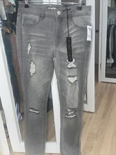 Charlotte Russe Skin Tight Legging Refuge Ripped Jeans Gray Size 4