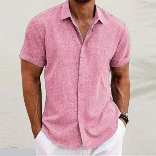 Herren Leinen Kurzarm Shirts Hemdbluse Strand Hemd Sommer Freizeithemd Basic Top - Bild 18 von 32
