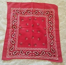 Paisley bandana red white black kerchief traditional vtg Fast Color RN 14193