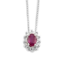 Collana Oro Bianco con Diamanti e Rubino - 933CPRE