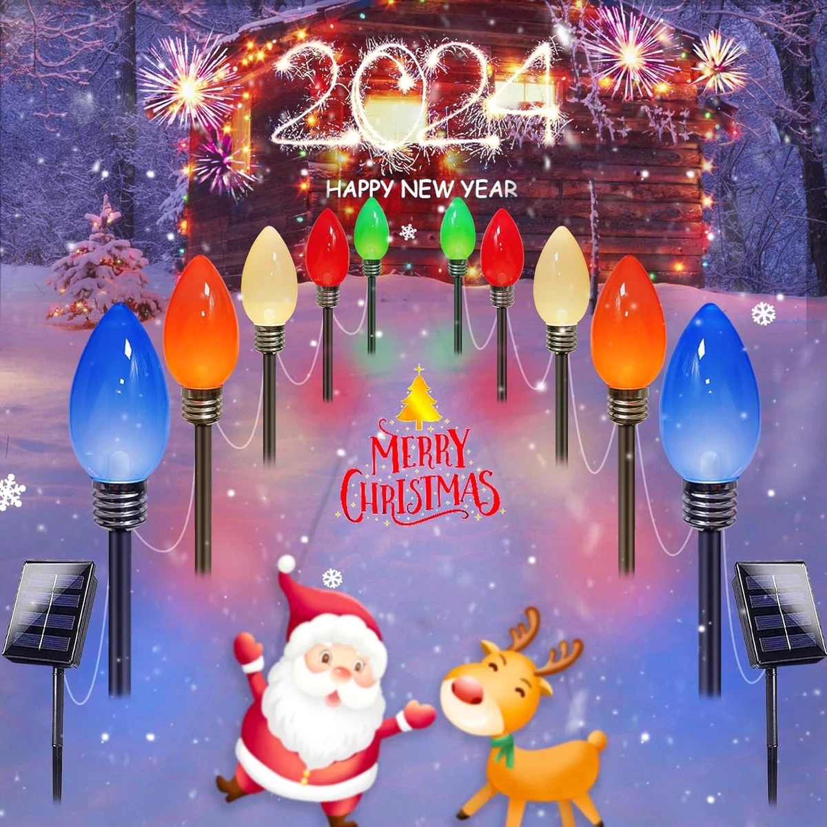 10 Pack Jumbo Solar C9 Christmas Lights Outdoor 2023 Upgraded