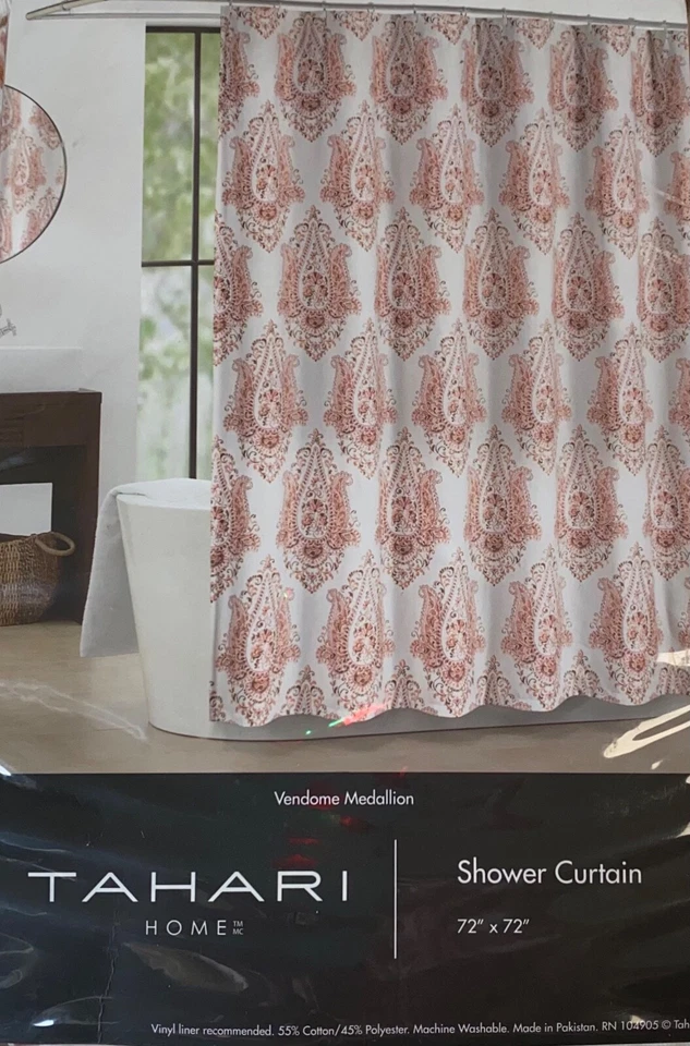 Тканевая занавеска для душа TAHARI HOME МЕДАЛЬОН ВЕНДОМА оранжевая коричневая - Изображение 2 из 4