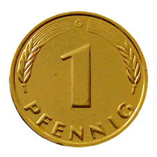 1 Pfennig 24 Karat vergoldet Gl&uuml;ckspfennig Geschenk Geburtstag 1949-1996