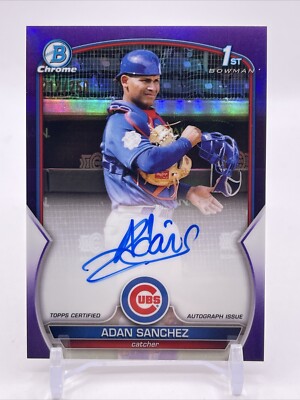 ADAN SANCHEZ 2023 TOPPS BOWMAN CHROME 1ST PUEPLE REFRACTOR  AUTO  /250 CUBS