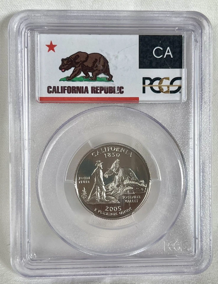 PCGS PR69DCAM Proof Clad Quarters 1977 1978 1989 1990 1992 1993 2005-S CA Flag! - Image 2 of 4