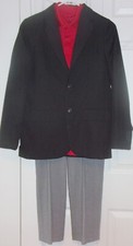 Boys size 14 Cat  Jack black blazer, grey dress pants, red polo shirt