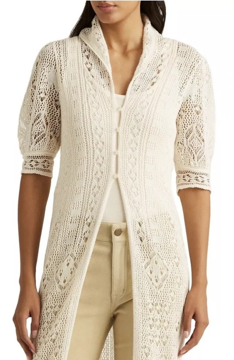 Cream clearance pointelle cardigan