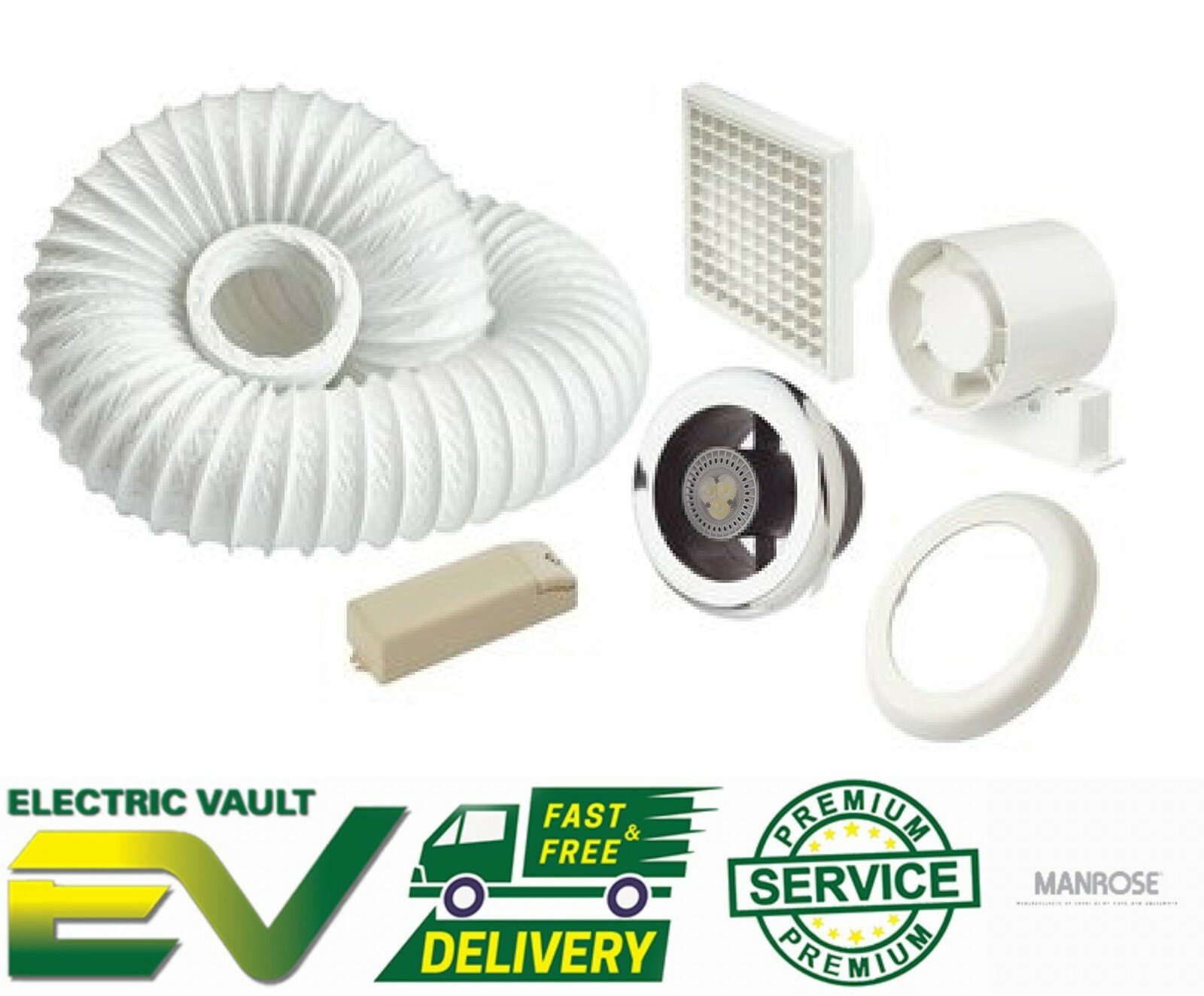 Manrose Intervent Shower Extractor Fan LED Light Timer White/Chrome VSL100TCLED eBay