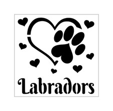 Labrador Stencil 4 Inch Dog Love Heart Paw Miniature Craft Design Sheet MIN58