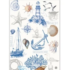 Michel Design Works Beach-Themed "The Shore" Natural Woven Cotton Kitchen Towel